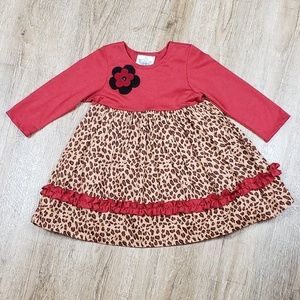 Corky & Company Red & Leopard Print Dress Sz. 2T